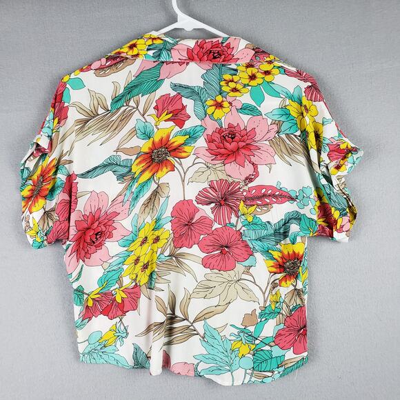 Mi Ner Va Size M Hawaiian Button Up Boxy Crop Bloomcore Colorful‎ Whimsical - Picture 3 of 7
